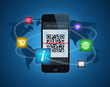 Smartphone with QR code reader