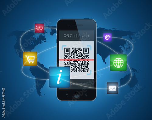Photo: Smartphone with QR code reader Smartphone with QR code reader