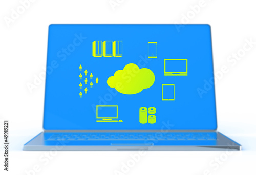 Illustration: a Cloud Computing diagram on the new computer interface a Cloud Computing diagram on the new computer interface