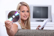 Girl listening to CDs