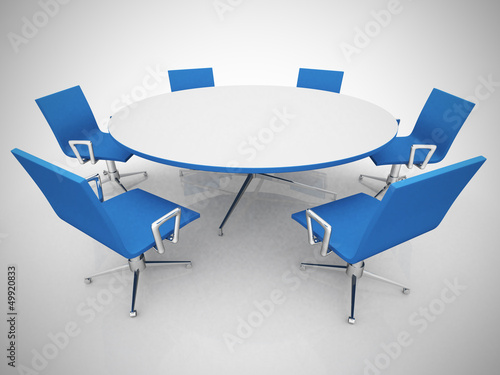 Illustration: Conference table and chairs in meeting room Conference table and chairs in meeting room