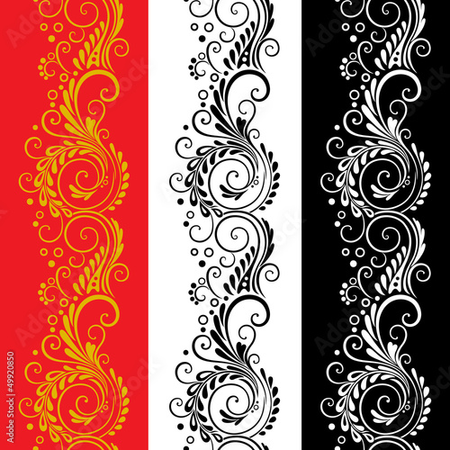 Vector: Three decorative flower seamless patterns Three decorative flower seamless patterns