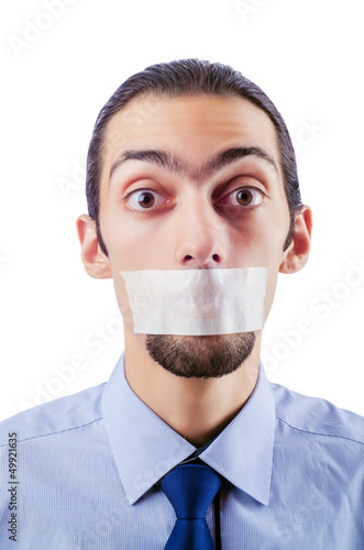 Photo: Man with closed lips in censorship concept Man with closed lips in censorship concept