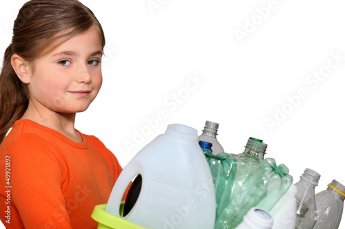 Photo: little girl waste sorting little girl waste sorting