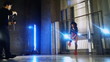 Backstage of video shooting. Fast motion effect.