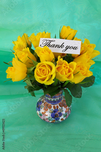 Photo: Thank you note and yellow roses Thank you note and yellow roses