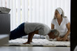 Mature couple doing yoga