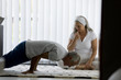 Mature couple doing yoga
