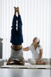 Mature couple doing yoga