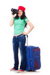 Young girl with travel case and camera