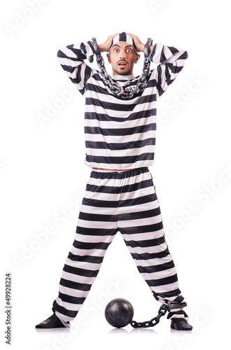 Photo: Convict criminal in striped uniform Convict criminal in striped uniform