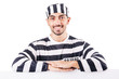 Convict criminal in striped uniform