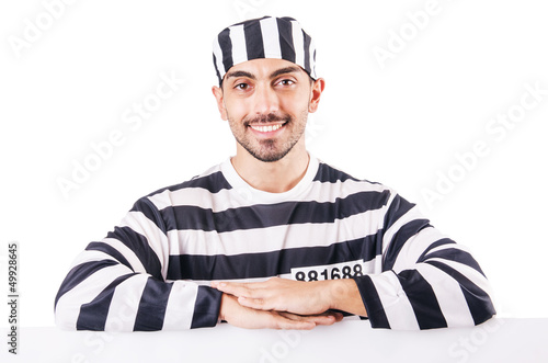 Photo: Convict criminal in striped uniform Convict criminal in striped uniform