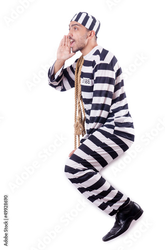 Photo: Convict criminal in striped uniform Convict criminal in striped uniform