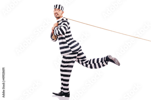 Photo: Convict criminal in striped uniform Convict criminal in striped uniform