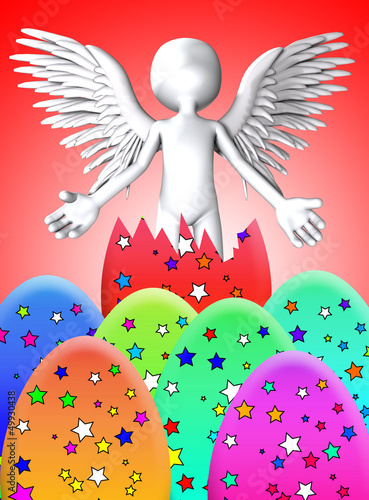 Illustration: Angel Breaks Out Of Easter Egg Angel Breaks Out Of Easter Egg