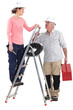 Electrician working with new female recruit