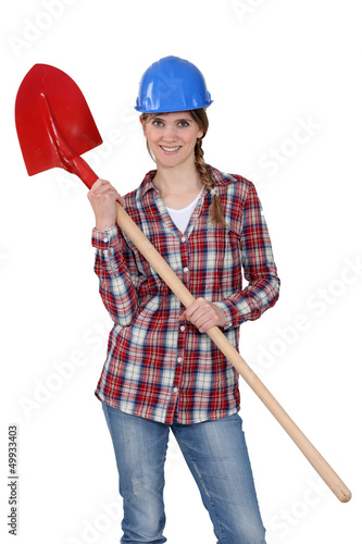 Photo: Woman wearing hard hat Woman wearing hard hat