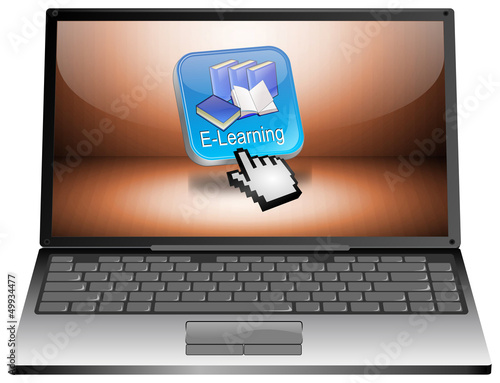 Illustration: Laptop mit E-Learning Laptop mit E-Learning