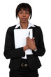 Young businesswoman with a notepad