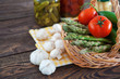 Fresh vegetables on a wooden table
