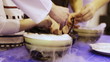 Adults with children safe conduct chemical experiments