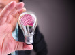 Photo: Business man showing idea of brain Business man showing idea of brain