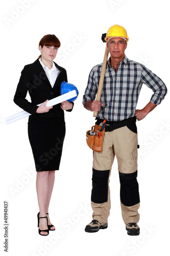 Photo: Female architect and builder Female architect and builder