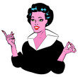 Stock Vector Illustration:Pointing Gal - Retro Clip Art collecti