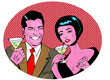 Couple With Cocktails Toasting - Retro Clip Art