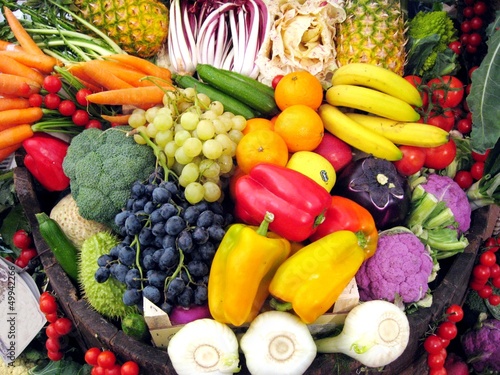 Photo: vegetables and fruit on the basket vegetables and fruit on the basket