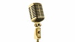 golden vintage microphone loop rotate on white background