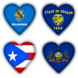 Flags in the shape of a heart, US states
