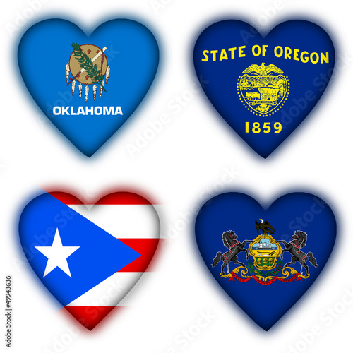 Illustration: Flags in the shape of a heart, US states Flags in the shape of a heart, US states