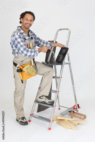 Photo: Self-employed laborer on white background Self-employed laborer on white background