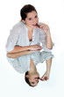 Woman eating chocolate
