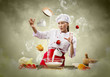 Asian female cooking with magic