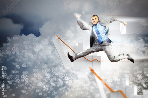 Photo: Image of jumping businessman Image of jumping businessman