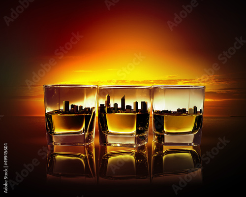 Photo: Three glasses of whiskey Three glasses of whiskey