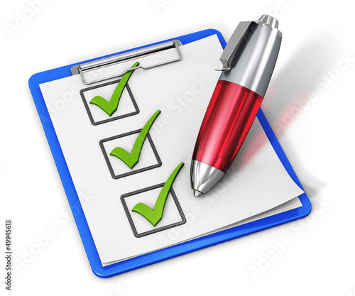 Illustration: Checklist on clipboard and pen Checklist on clipboard and pen