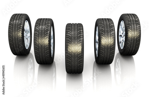 Illustration: Set of car wheels Set of car wheels