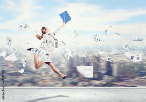 Photo: Image of running businesswoman Image of running businesswoman