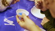 Adults with children safe conduct chemical experiments