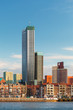 Rotterdam skyline with houses and skyscrapers in The Netherlands