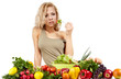 The young beautiful woman with the fresh vegetables