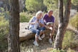 smiling duo happy to hike together for their pension