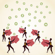 every men catch money in piggy bank  stock vector