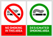 No smoking and Smoking area labels - Set 12