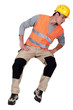 Construction worker looking down