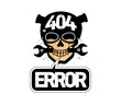 404 error, page not found design template with cartoon skull.